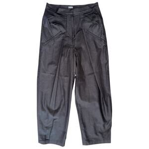 Theilma Women’s Size S Black Pleated & Puckered Front Cotton Blend Pants